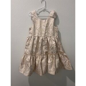 Rachel Zoe Girls Champagne Gold Floral Brocade Tiered Party Dress Size 8 NWT